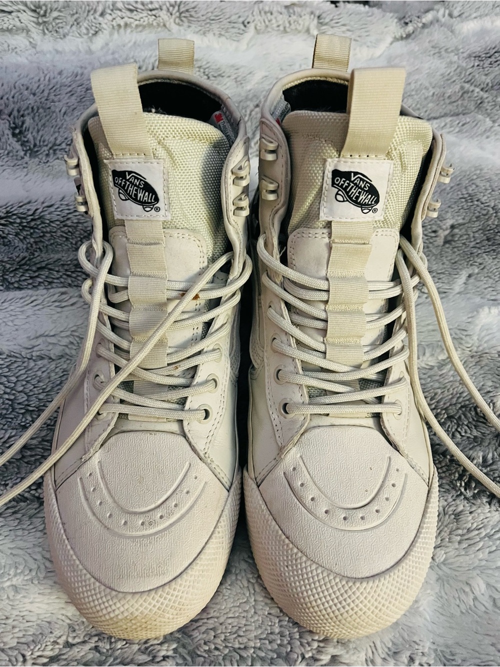 Vans Cream High-Top Lace-Up Sneakers